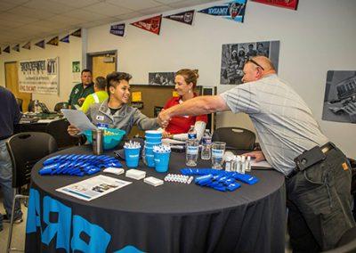 Student meeting with employer